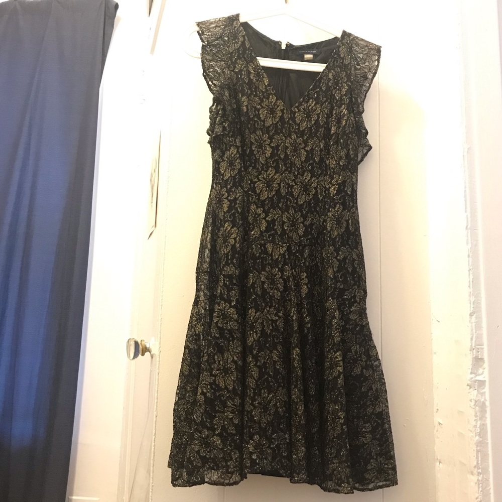black gold lace dress size 2